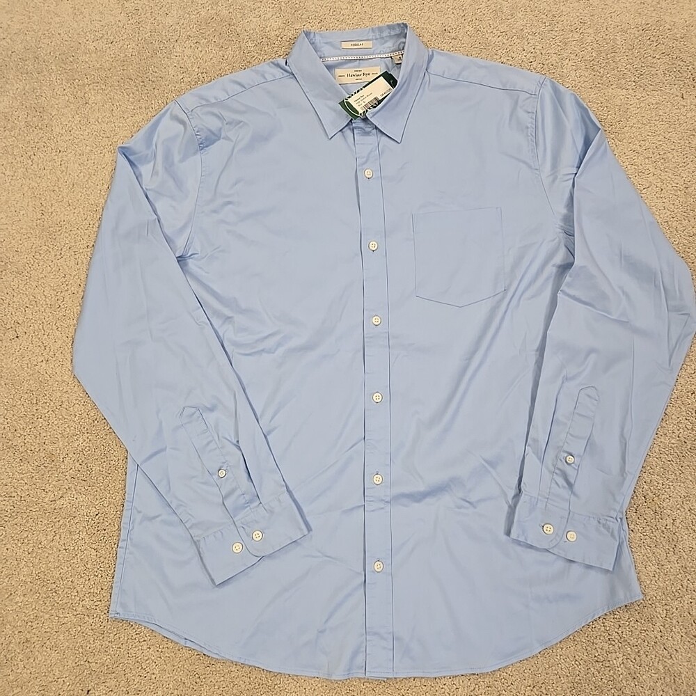 Hawker Rye High Stretch Blue Long Sleeve Button Down Shirt Men's Xlarge Regular